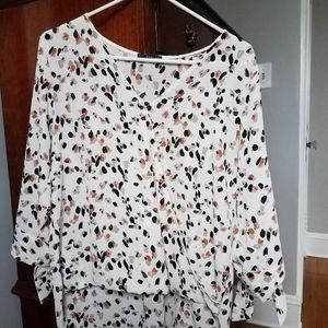 Allan surplice tie sleeves high low blouse